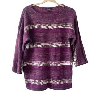 Chaps Purple Striped Cotton-Blend Sweater, Size XL